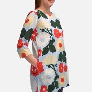 Marimekko Peretta Kukkatori Jersey tunic Top with Pockets Size Medium